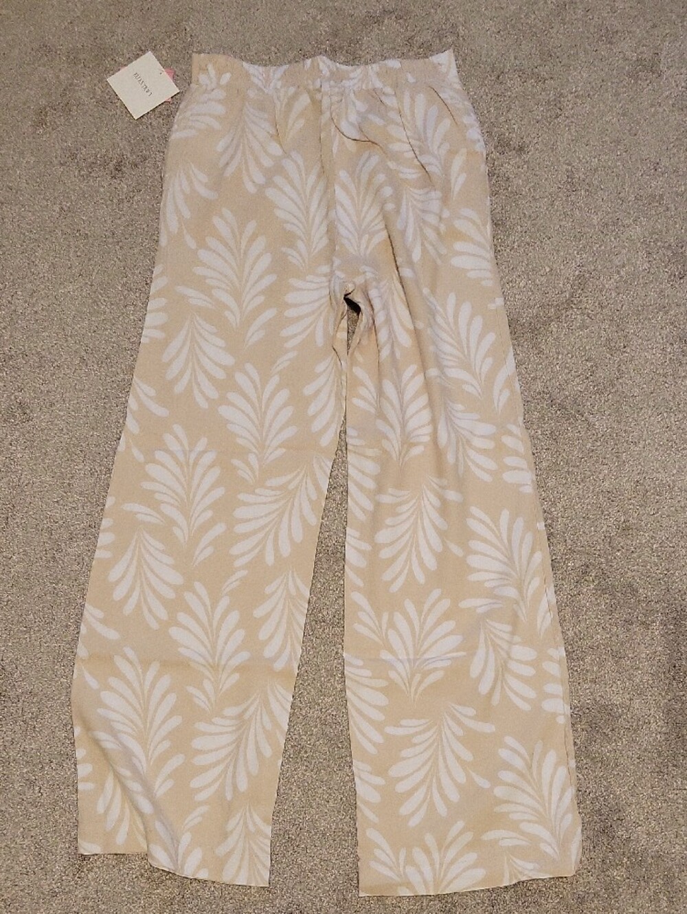Ellen Tracy Cream and White Wide-Leg Printed Pants - Picture 3 of 3